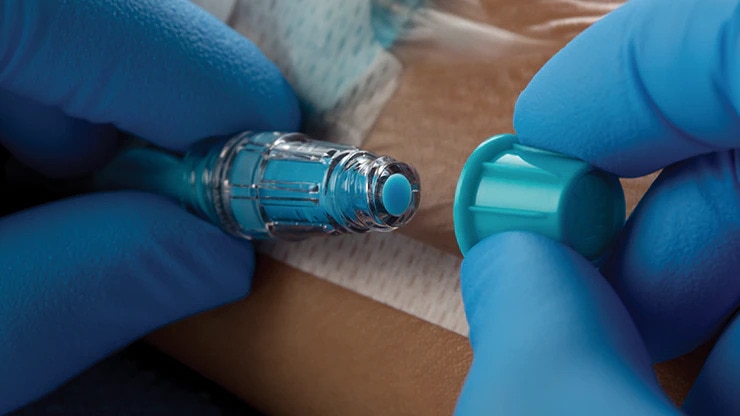 <h3>MAINTAIN the catheter</h3>
<p>Using appropriate vascular access practices and devices to care for and maintain intravenous lines for the duration of each patient&#39;s treatment:</p>
<ul><li>Protecting the site with chlorhexidine-impregnated dressings to reduce the risk of infections<sup>2*</sup></li><li>Disinfect needleless connector prior to each entry into the device<sup>2**</sup></li><li>Flushing with prefilled flush syringes<sup>2†</sup></li><li>Locking VADs using prefilled heparin lock syringes<sup>2††</sup></li><li>Protecting the line when not in use with antimicrobial disinfecting caps<sup>2†††</sup></li></ul>
<p style="	font-size: 80.0%;
">2*. Infusion Nurses Society. Infusion Therapy Standards of Practice. J Infus Nurs. 2016; 39(1S): S82.<br />
2**. Infusion Nurses Society. Infusion Therapy Standards of Practice. J Infus Nurs. 2016; 39(1S): S68.<br />
2†. Infusion Nurses Society. Infusion Therapy Standards of Practice. J Infus Nurs. 2016; 39(1S): S77.<br />
2††. Infusion Nurses Society. Infusion Therapy Standards of Practice. J Infus Nurs. 2016; 39(1S): S78.<br />
2†††. Infusion Nurses Society. Infusion Therapy Standards of Practice. J Infus Nurs. 2016; 39(1S): S79.</p>
